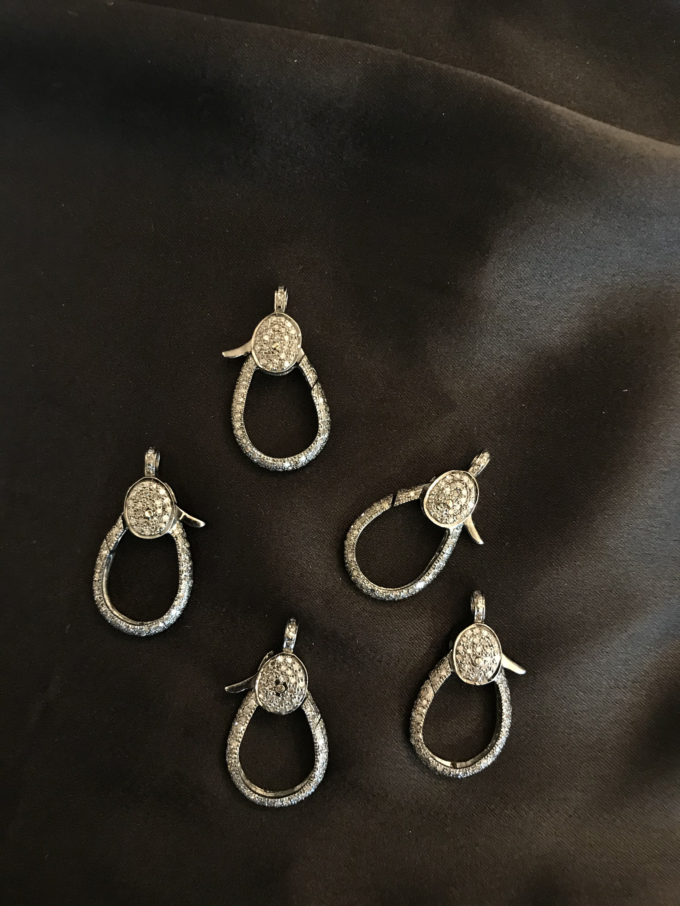 Pave Diamonds Long Double Sided Clasp in 925 Sterling Silver Etsy UK