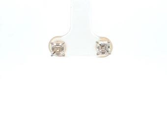 1.42 Ct Asscher Cut Lab Grown Diamond Studs: 14K Yellow Gold