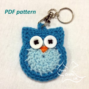 Owl Key Ring / Key Chain CROCHET PDF PATTERN (keyring, keychain or applique)