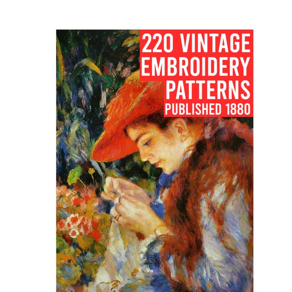 Rare Book 220 Vintage Embroidery Patterns Published 1880: Digital Edition eBook Downloadable Patterns