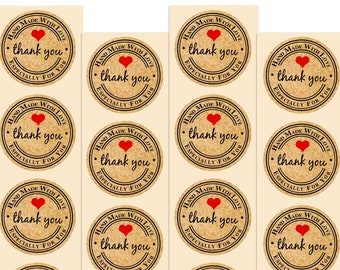 Handmade with Love &quot;Thank You&quot; Especially For You Stickers | 1.5&quot; Inch Round Kraft | Baked Goods, Canned Goods, Jam, Jelly, Candles, Soap