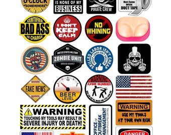 2 PACK EXCAVATOR Certified Bad Ass Hard Hat Decals Funny Helmet Stickers