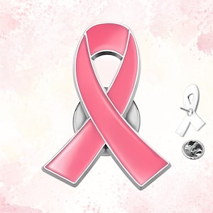 Pink Ribbon Lapel Pin: Official Breast Cancer Awareness Support w/ 10 FREE Stickers Each, Perfect For Showing Support, Spreading Awareness