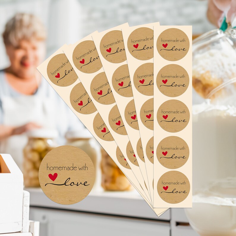 Homemade Stickers Home Made with Love Stickers For Homemade Gifts Baked Goods Gifts Hand Made Gifts Homemade Christmas Gifts Homemade Soap Homemade Candles