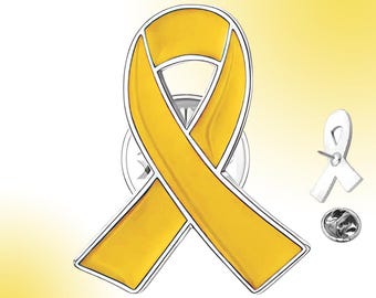Gold Ribbon Official Awareness Gold Ribbon Lapel Pin w/ FREE Stickers, Hat Pin, Show Your Support for Anyone in the Fight! Support Gifts
