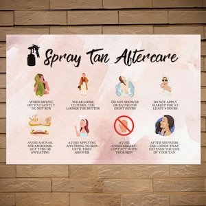 Spray Tan Aftercare Tips Poster: Airbrush Tanning Decor For Maintaining Your Glow
