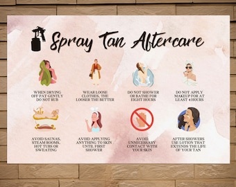 Spray Tan Aftercare Tips Poster: Airbrush Tanning Decor For Maintaining Your Glow
