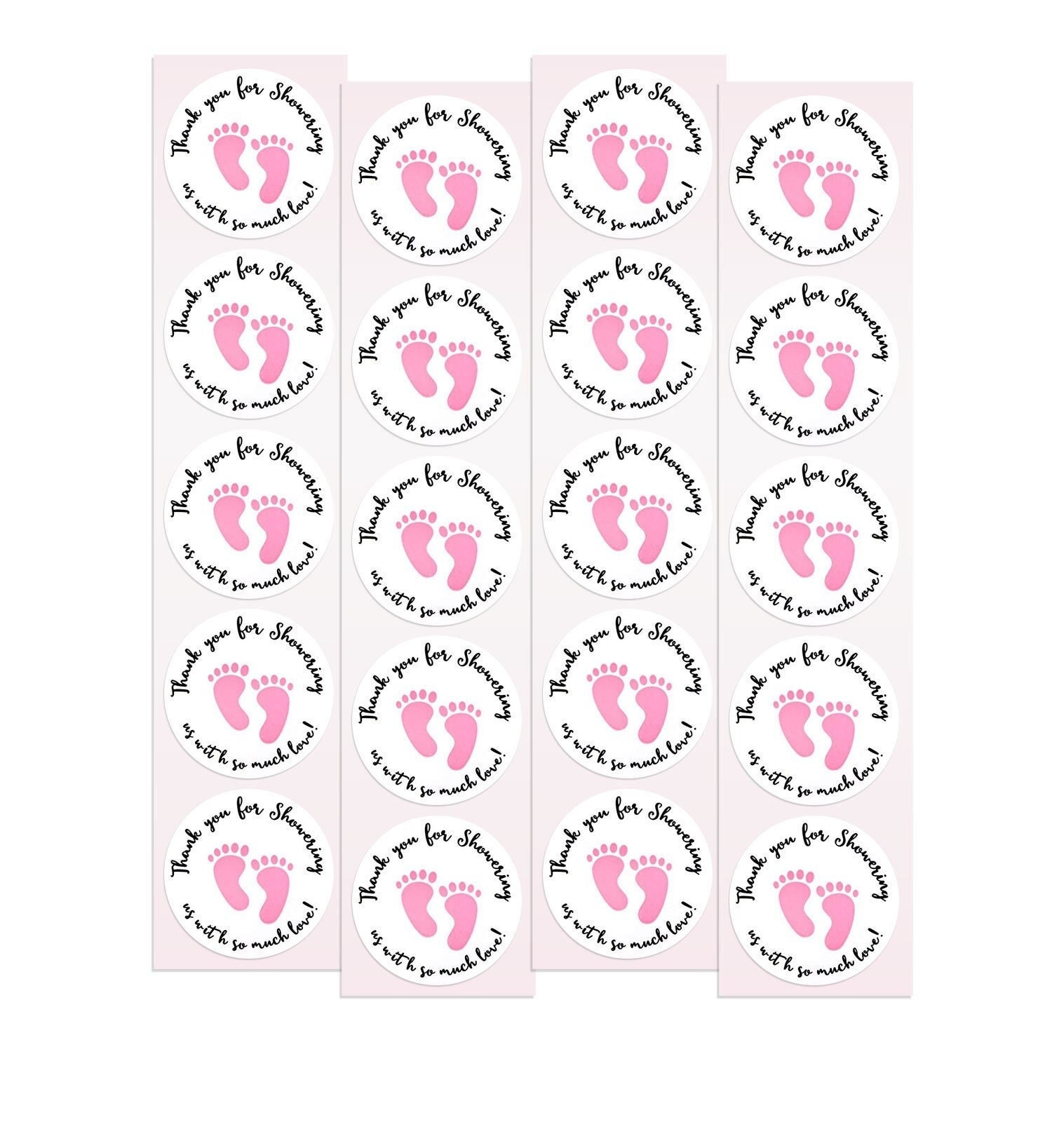 Baby Shower Stickers Pink 1.5" Thank You For Showering Us With So Much Love | Shower Favors, Thank You Cards, Announcements Baby Girl Pink