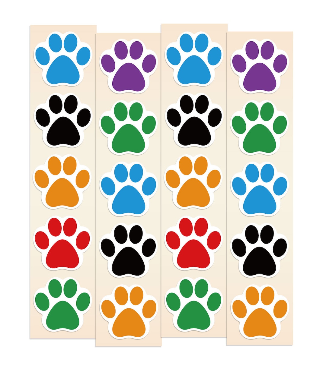 Paw Print Stickers, Doggy Foot Print Stickers, Blue, Black, Gold, Red ...