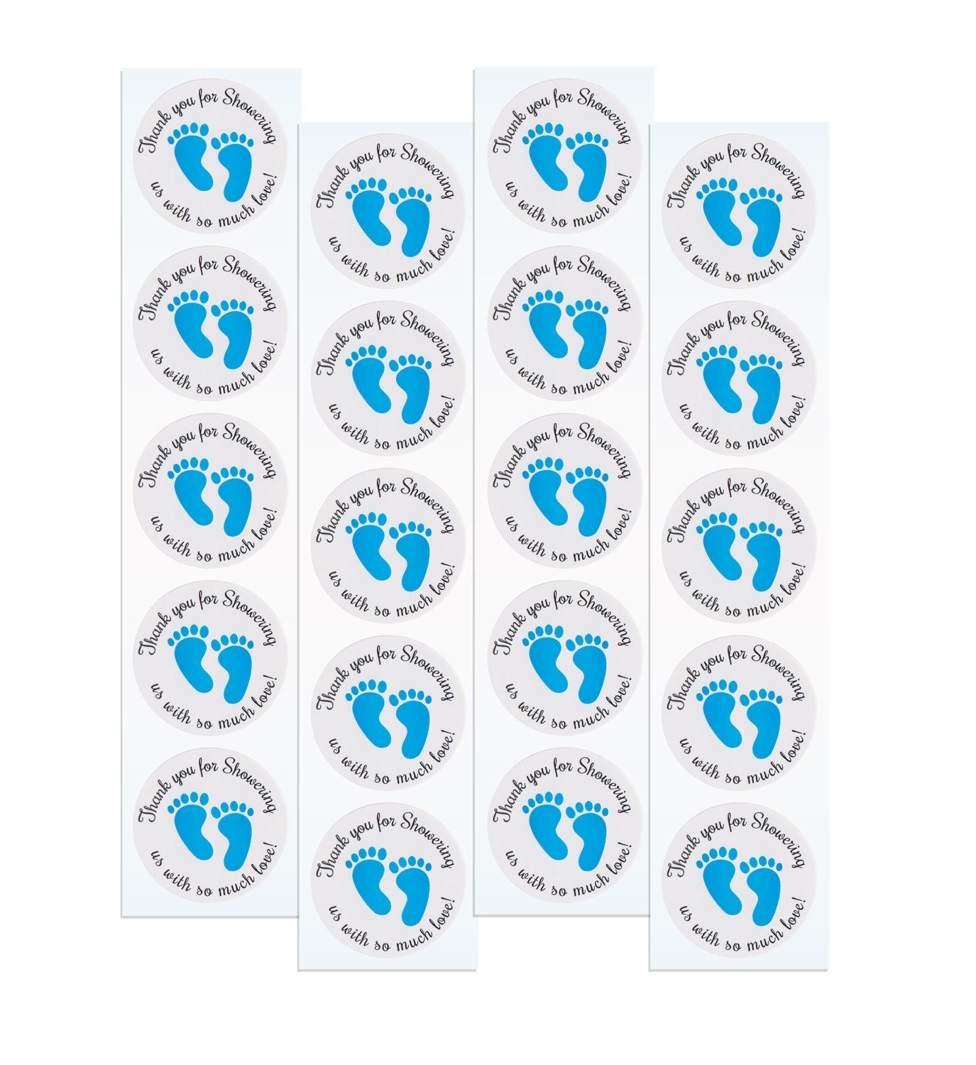 Baby Shower Thank You Stickers Blue Feet 1.5" Wide Baby Shower Thank You Notes, Cards, Presents Favors, Boys Baby Shower Gifts Baby Boy Blue