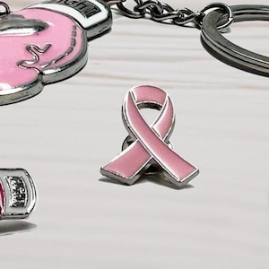 Pink Ribbon Lapel Pins: Boxing Glove Keychain, Heart Pin & Stickers Combo Gift