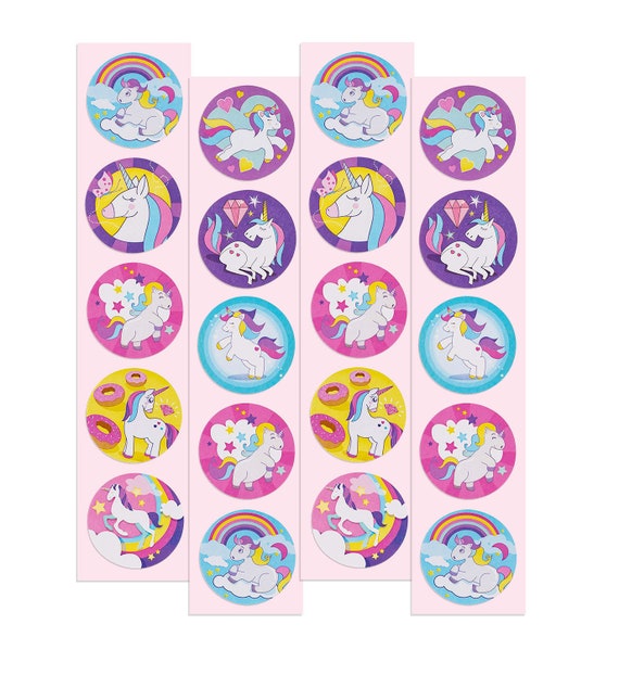 Unicorn Stickers 100 Pack 1.5 Round Unicorn Stickers Party Favors Easy to  Peel & Stick Great for Theme Party, Supplies, Goody Bags 