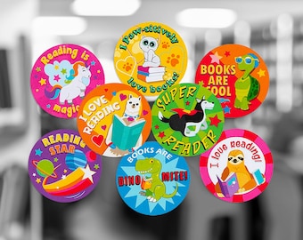 Pegatinas de lectura para estudiantes, paquete de pegatinas de estímulo de 1 ", pegatinas para lectores, estrella de lectura, súper lector, tabla de aprendizaje para amantes de los libros, padres