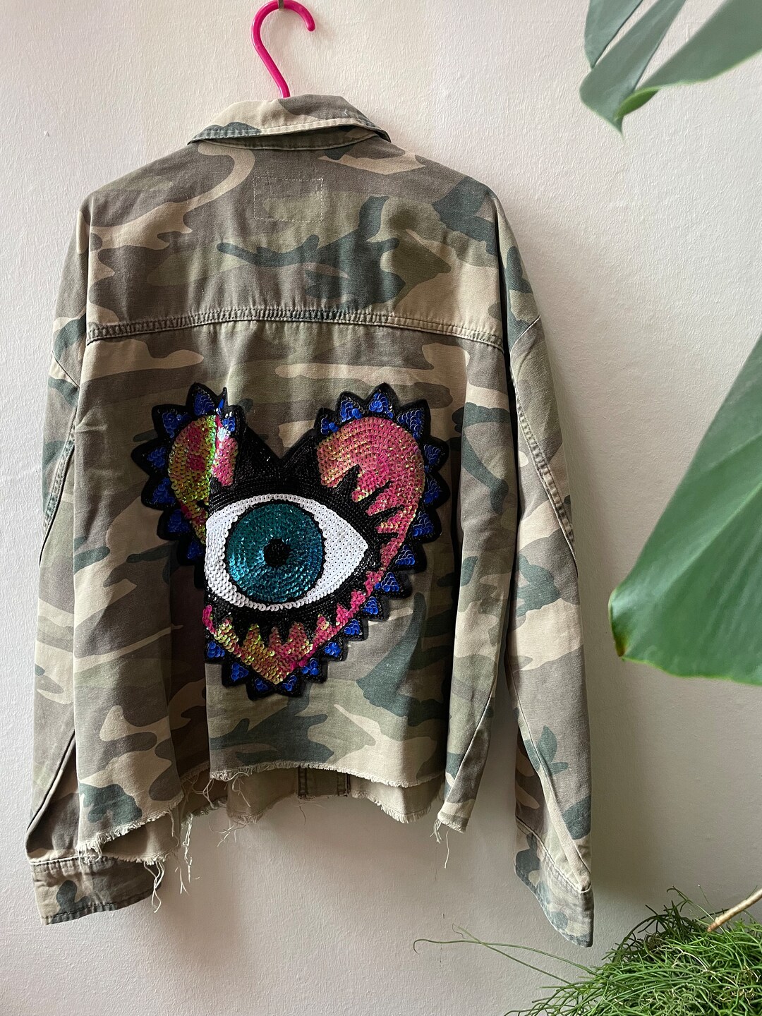 Mary Camo Jacket Upcycled Camo Jacket Army Jacket Upcycled Jacket Sequin Patch Jacket Reworked