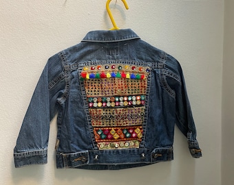 Baby Indie Esme Denim Jacket | Customised denim jacket | embroidered jacket | retro denim | boho style | festival style | vintage denim