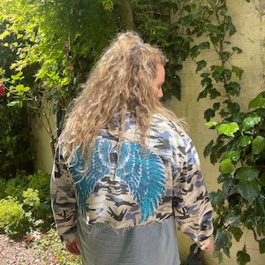 Mary camo Jacket | Upcycled camo jacket | army jacket | upcycled jacket | sequin patch jacket | reworked jacket | unique jacket | bespoke