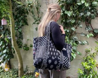 Joy Kantha Tote Bag | Shopper | Tote | Tote Bag | Handbag | Embroidered Bag | Bag | Handmade Bag | Shopper Bag | Kantha Bag
