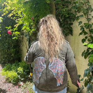 Mary camo Jacket | Upcycled camo jacket | army jacket | upcycled jacket | sequin patch jacket | reworked jacket | unique jacket | bespoke