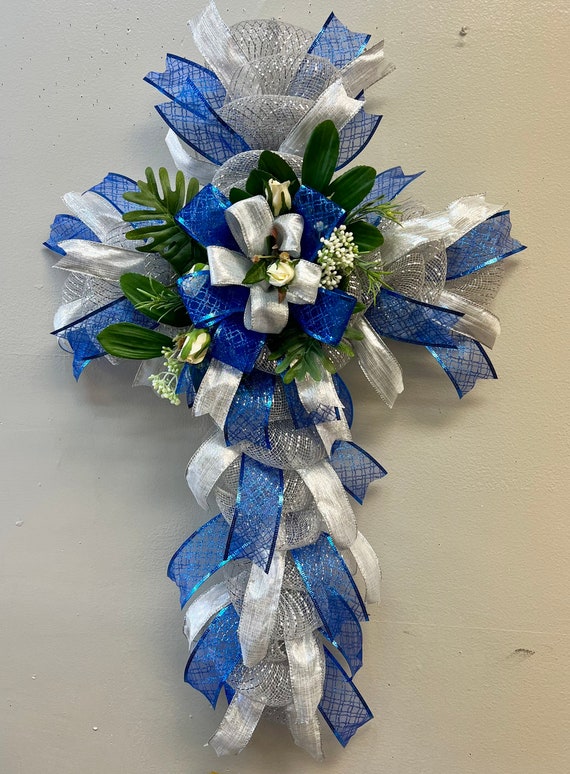 Cross Wreath Memorial Wreath Religious Wreath Funeral Etsy