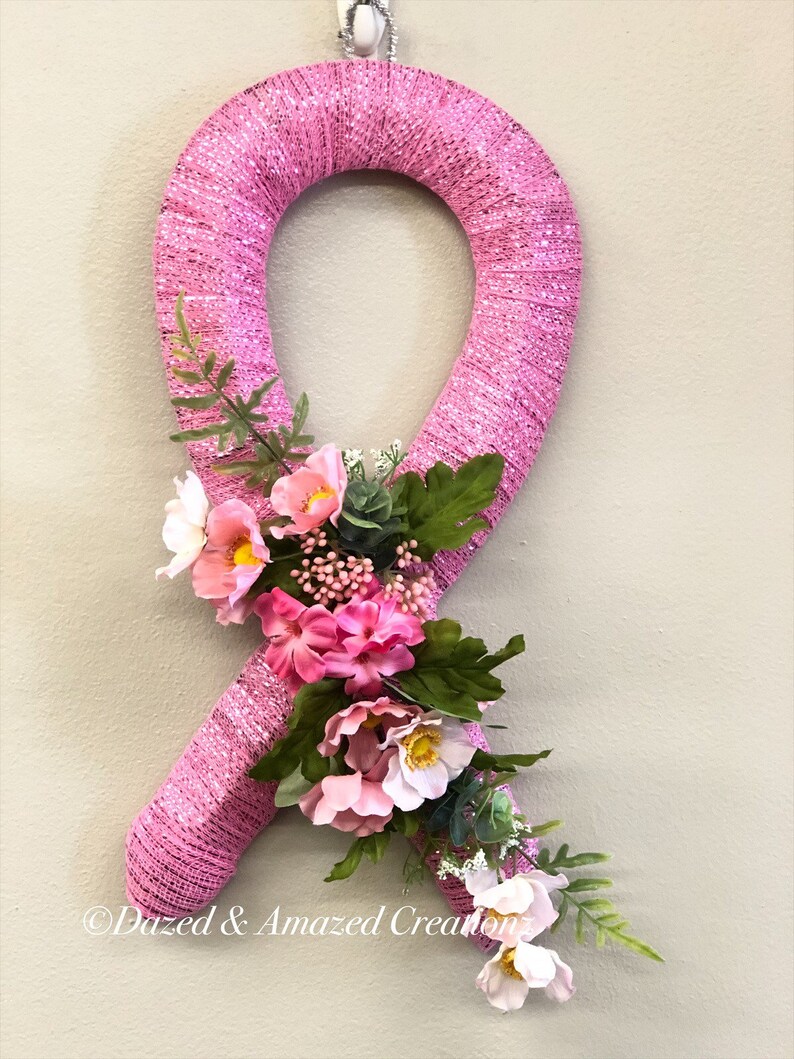 Cancer Awareness Ribbon Wreath Front Door Wreath Awareness Etsy