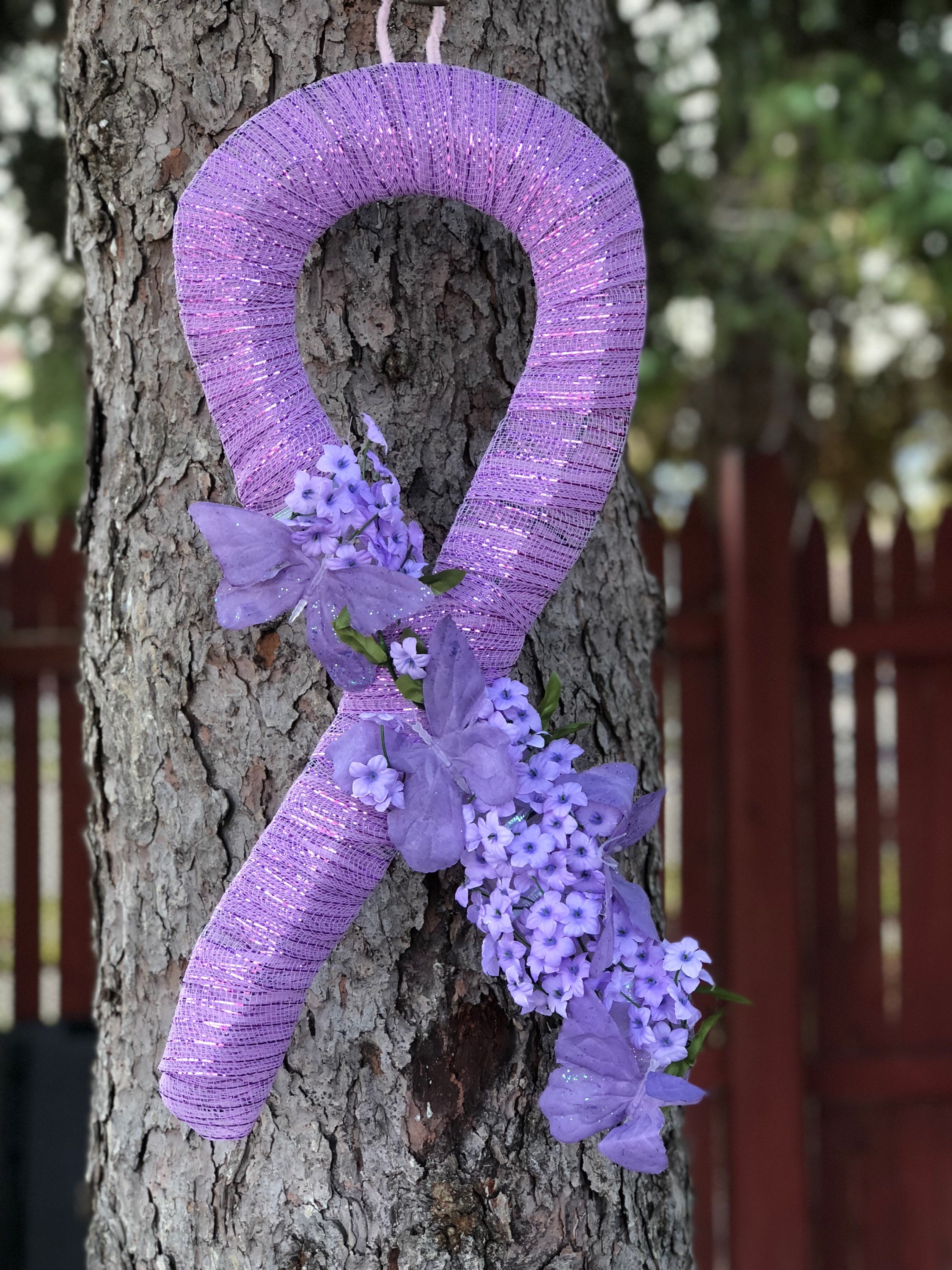 Cancer Awareness Ribbon Wreath Front Door Wreath Awareness Etsy