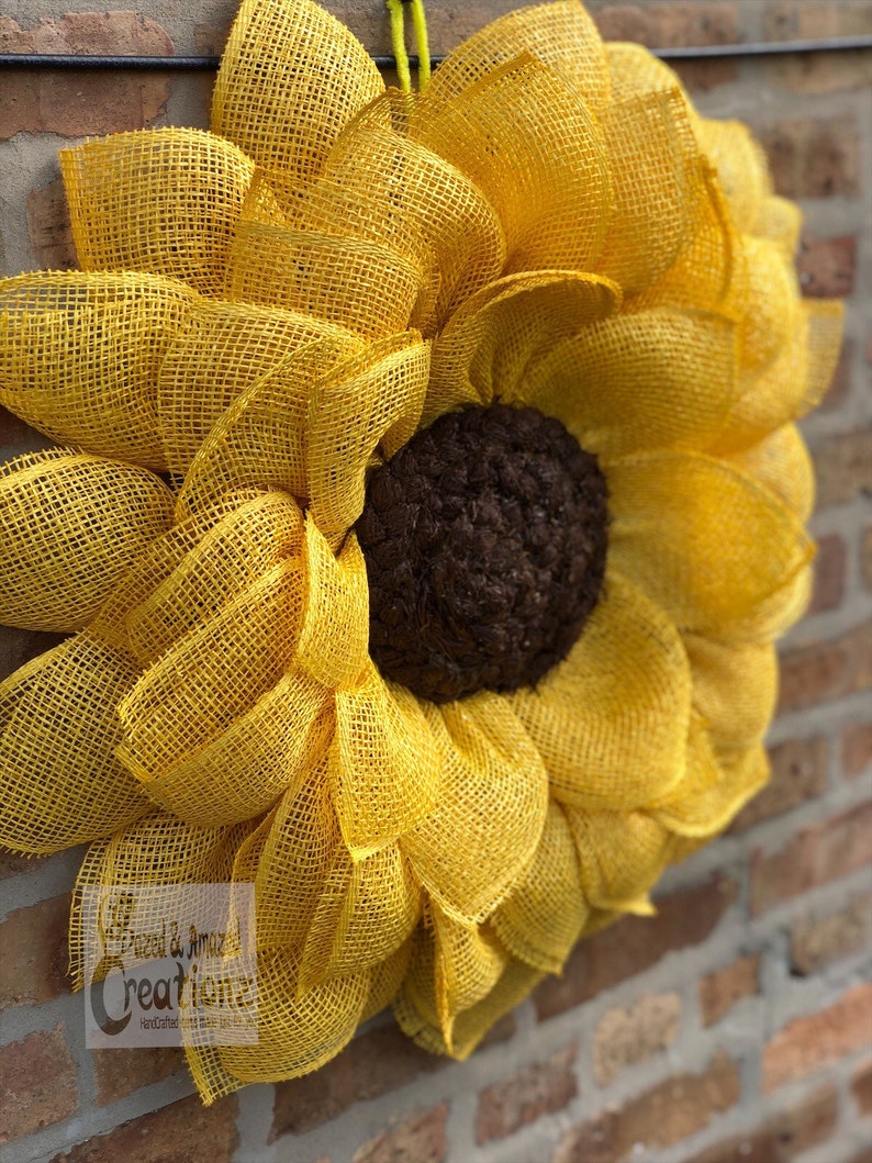 Gorgeous yellow flower wreath sunflower wreath polymesh | Etsy