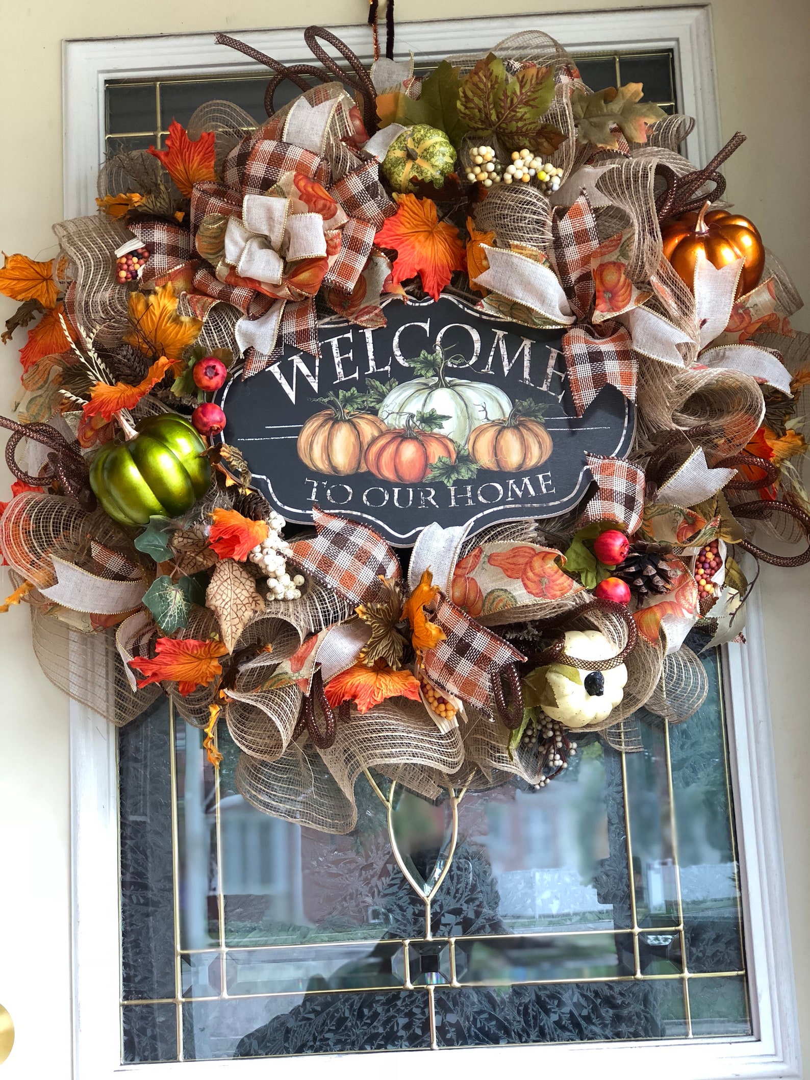 Large fall wreath front door wreath welcome wreath custom | Etsy
