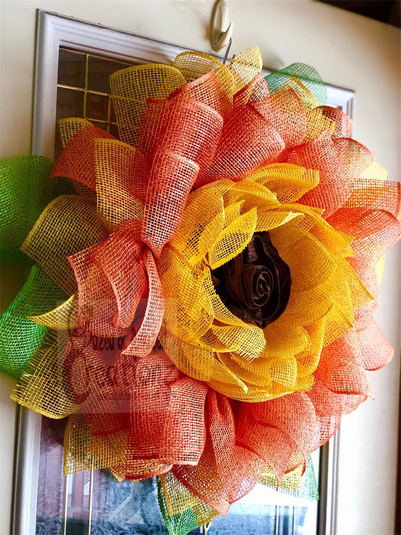 Extra large flower wreath orange wreath yellow wreath Etsy