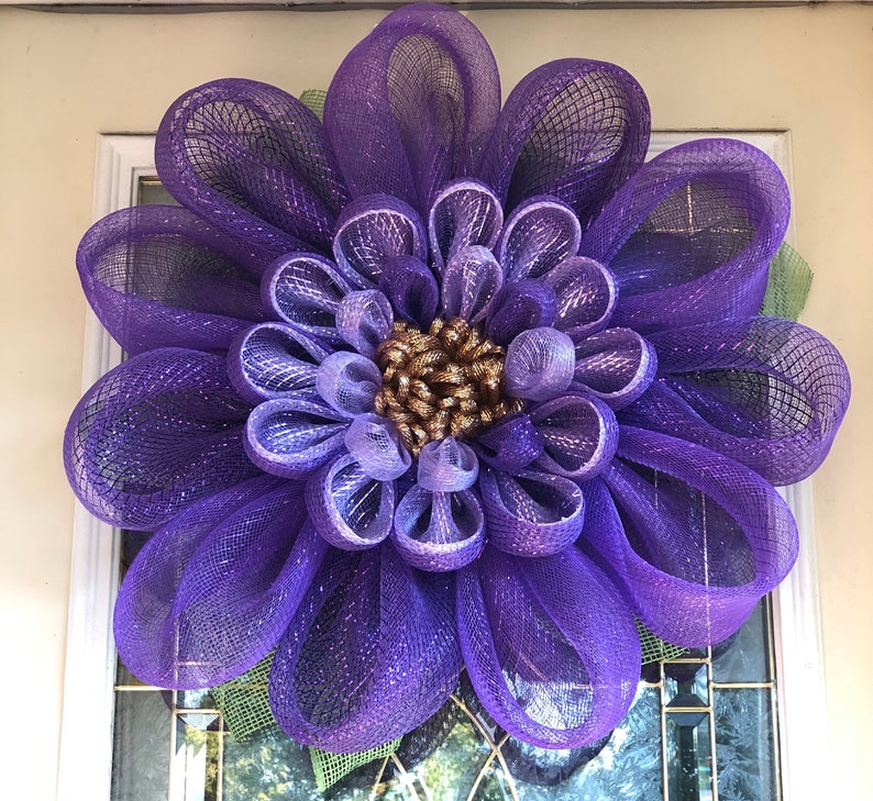 Purple flower wreath spring summer wreath front door wreath  etsy