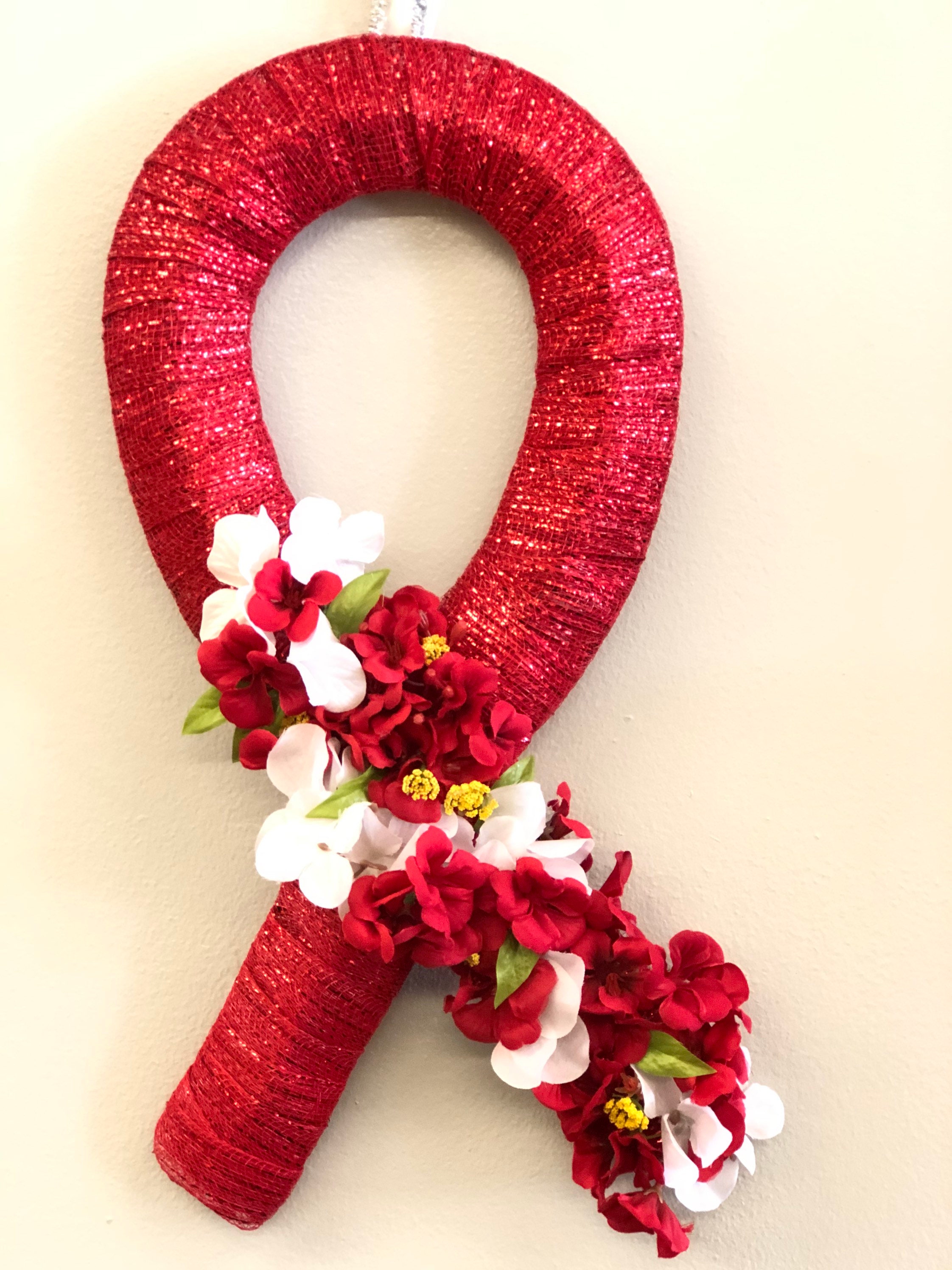 Cancer awareness ribbon wreath front door wreath awareness Etsy