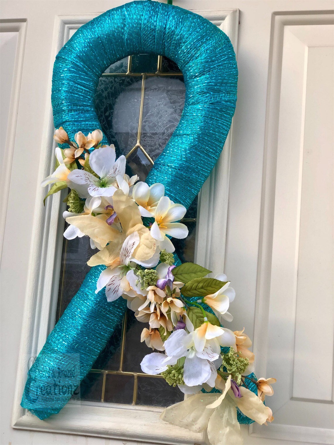 Cancer awareness ribbon wreath front door wreath awareness Etsy
