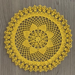 Crochet Doily Round Doily Yellow Doily Handmade Doily Easter Doily