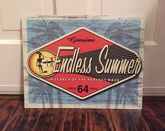 Endless Summer Perfect Wave TIN SIGN surf beach vtg metal bar wall decor ad 1138
