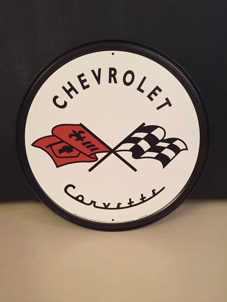 Chevrolet Corvette Vintage Reproduction Round Metal Sign