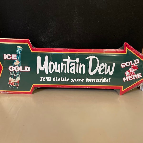 Mountain Dew Arrow Vintage Reproduction Metal Sign