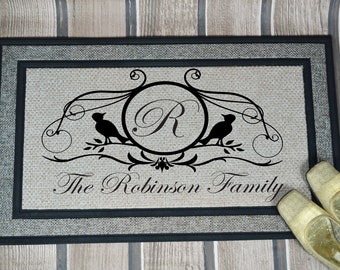 Mother's Day Gift, Welcome Mat, Bird mat Door Mat, Housewarming Gift, Custom Door Mat, Wedding Gift, New Home Gift, Personalized Door Mat,