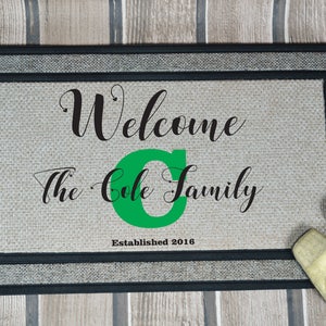 Personalizzato porta Mat, regalo di nozze personalizzati, Natale regalo, regalo di benvenuto, Hostess regalo, regalo di nozze, zerbino, regalo casa nuovo cognome