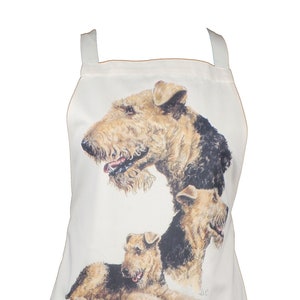 Airedale Terrier Group Dog Natural Cotton Apron Double Pockets UK Made Baker Cook