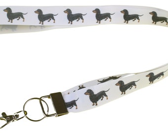 Dackel schwarz und Tan Rasse des Hundes Lanyard Schlüsselkarte Halter perfektes Geschenk