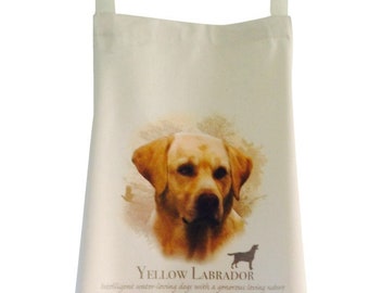 Labrador Yellow Dog Tablier en coton naturel Double Pockets UK Made Baker Cook