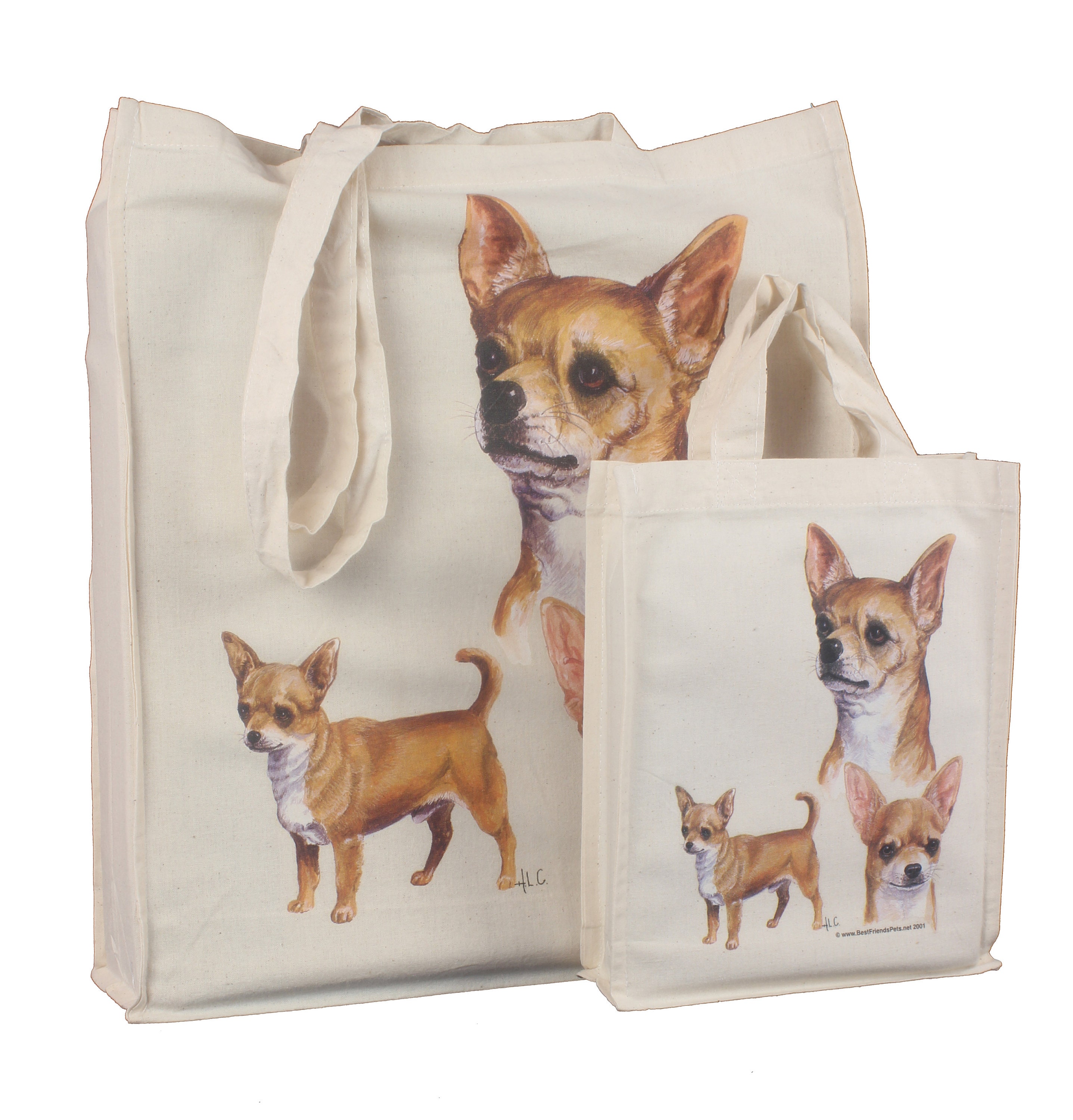 Chihuahua Shorthaired Tan Breed of Dog Adult and Child Shopping Matching Cotton Bag Tote or Dog Treats Packed Lunch Crafts etc