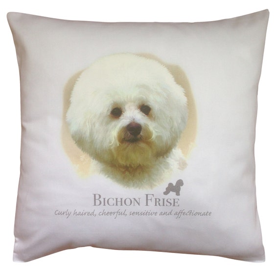 Bichon Frise Dog 100 Cream Or White Cotton Cushion Cover Etsy