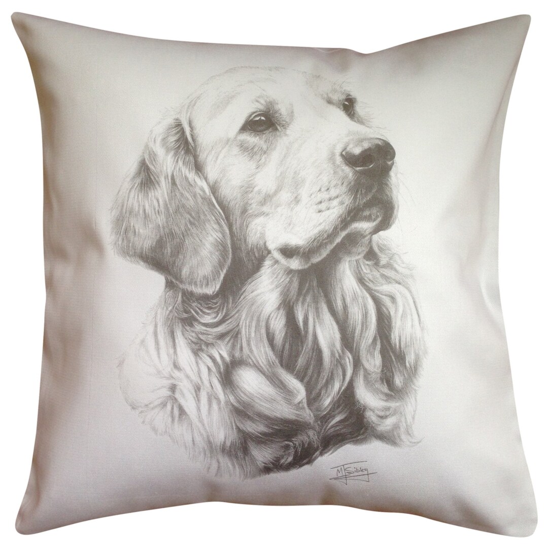 Golden Retriever MS Cotton Cushion Cover Cream or White Etsy