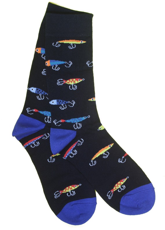 Fishing Fish Lures Themed Mid Calf Socks Design Unisex Perfect Gift 