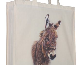 Donkey Design Baumwolle Shopping Einkaufstasche mit Gusset und langen Griffen