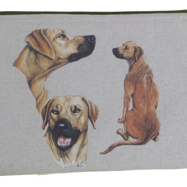 Rhodesian Ridgeback Breed of Dog Universal Padded Hemp Cotton Fabric Storage Tablet Case / Pouch Perfect Gift