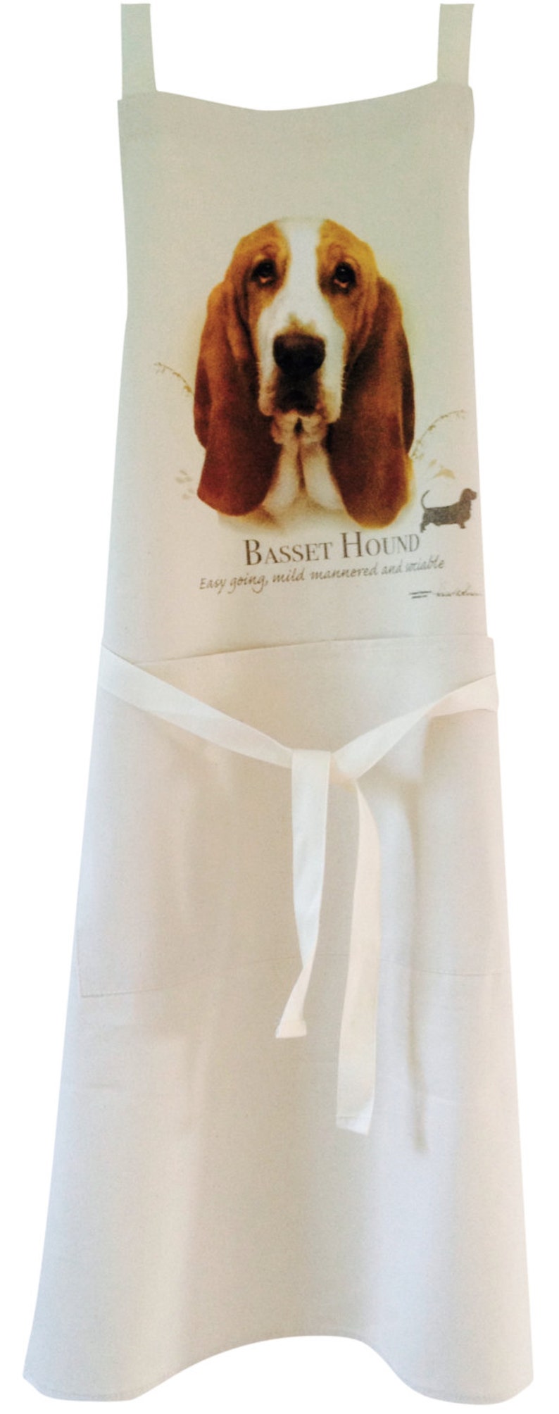 Basset Hound new Dog Natural Cotton Apron Double Pockets UK Made Baker Cook