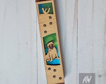 Wooden Pug Mezuzah - 1 inch // Birthday Gift // Baby Shower