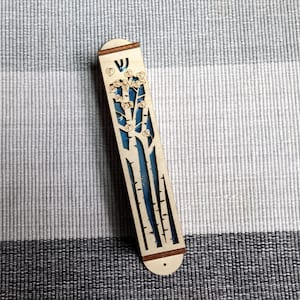 Aspen Tree Laser Cut Wood Mezuzah - 1 inch // Bat/Bar Mitzvah Gift // Wedding Present