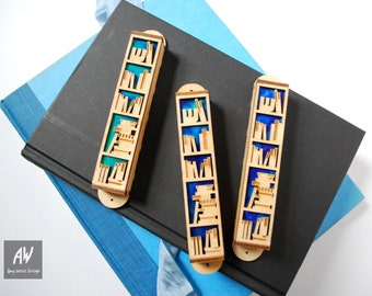 Book Lover Wooden Mezuzah 6"